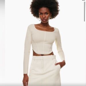 Aritzia Wilfred Natalie white corset long sleeve top size medium